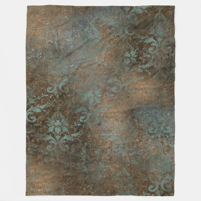 Fleur De Lis in a Rusty Background Fleece Blanket (Front)