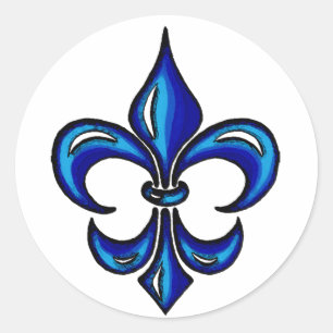 Fleur de Lis in Blue Classic Round Sticker