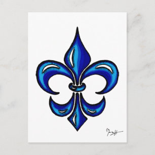 Fleur de Lis in Blue Postcard