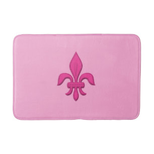 Fleur de Lis in Fuchsia Pink on Light Pink Bath Mat
