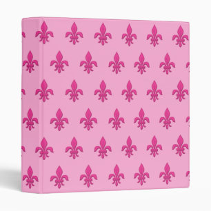 Fleur de Lis in Fuchsia Pink on Light Pink Binder