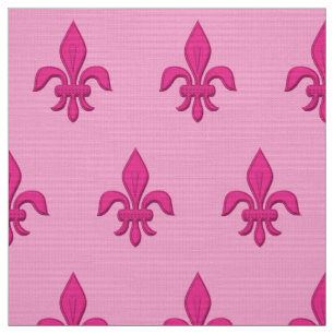 Fleur de Lis in Fuchsia Pink on Light Pink Fabric