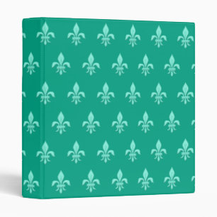 Fleur de Lis in Light Aqua on Turquoise Binder