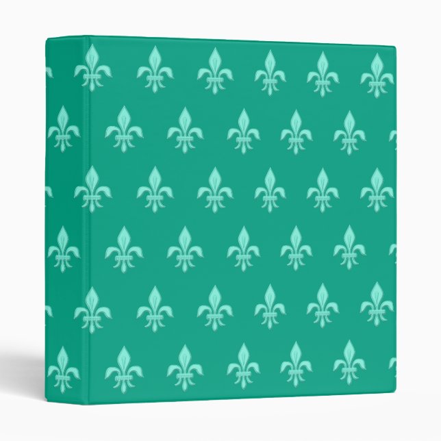 Fleur de Lis in Light Aqua on Turquoise Binder (Front/Spine)