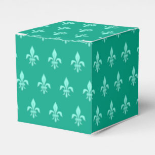 Fleur de Lis in Light Aqua on Turquoise Favor Box