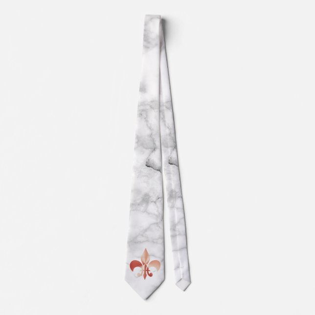 fleur-de-lis in marble look  neck tie (Front)