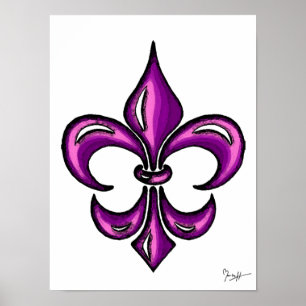 Fleur de Lis in Purple Lavender Poster