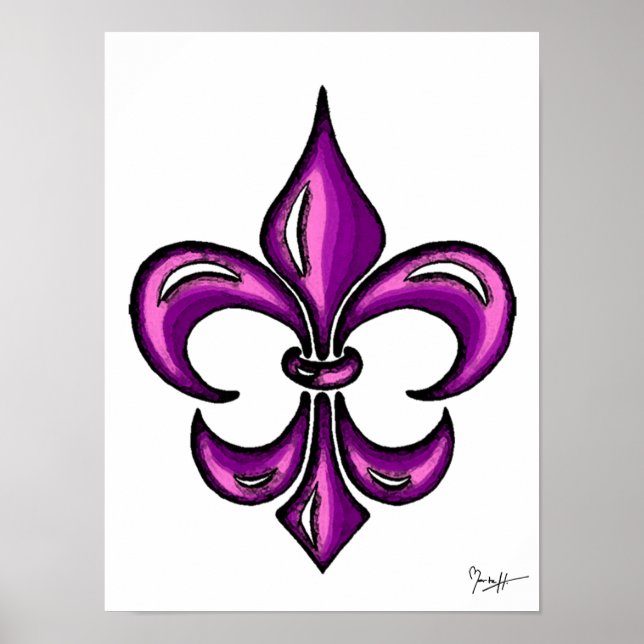 Fleur de Lis in Purple Lavender Poster (Front)