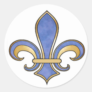 Fleur de Lis in solid colour  - Dark Blue Classic Round Sticker
