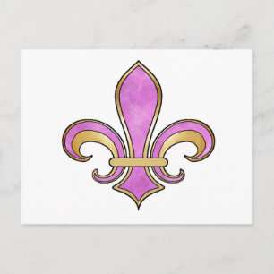 Fleur de Lis in solid colour  - Pink or Cerise Postcard
