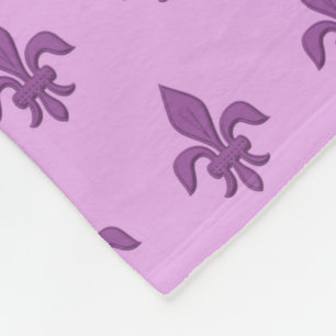 Fleur de Lis in Violet Purple on Lavender Fleece Blanket
