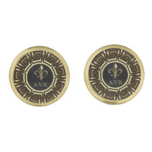 Fleur De Lis Initialled French Cuff Links