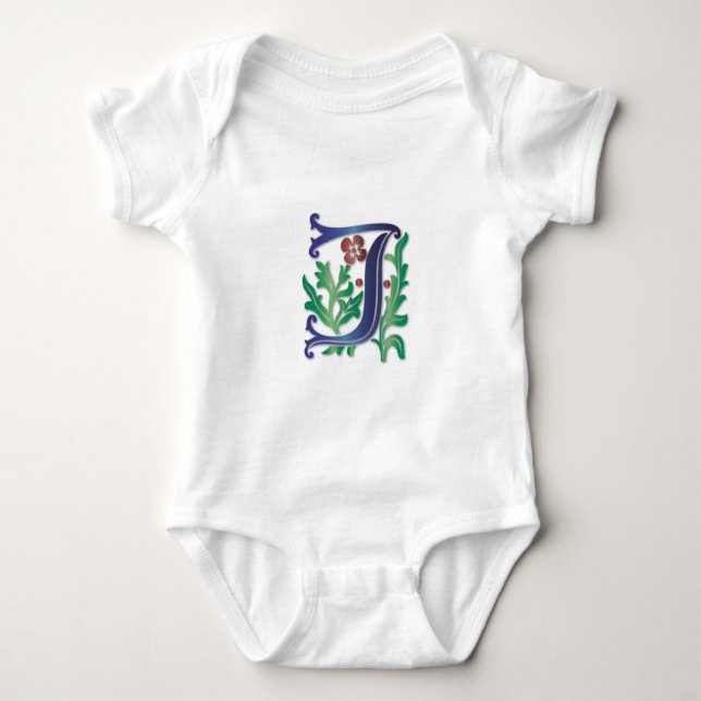 Fleur-de-lis J Monogram Baby Bodysuit (Front)