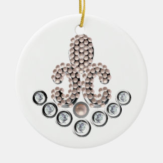 Fleur De Lis-jewelled Ceramic Ornament