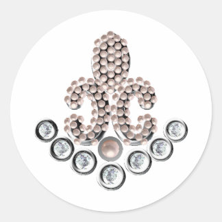Fleur De Lis-jewelled Classic Round Sticker