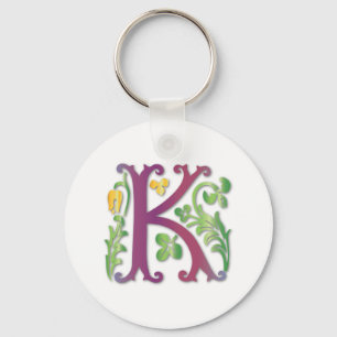 Fleur-de-lis K Monogram Keychain