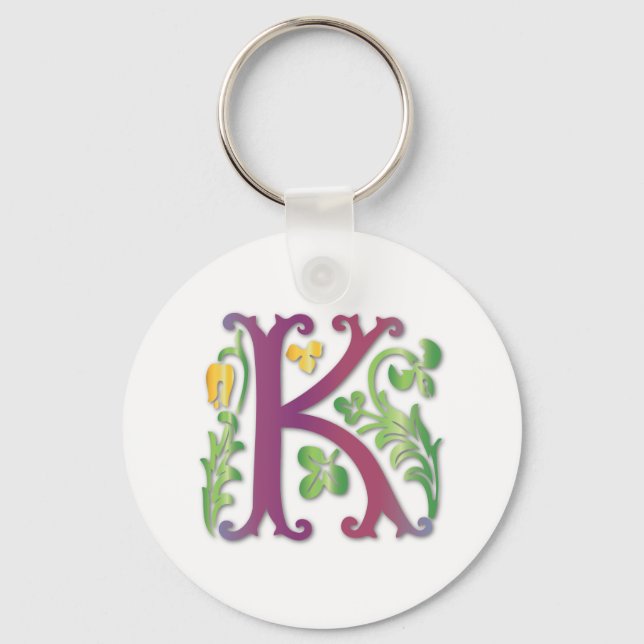 Fleur-de-lis K Monogram Keychain (Front)