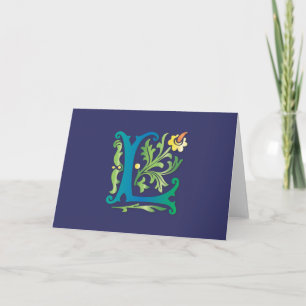 Fleur-de-lis L Monogram Note Card