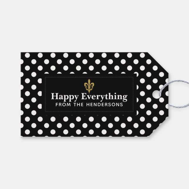 Fleur De Lis Label With White Polka Dots (Front (Horizontal))