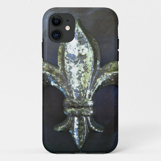 Fleur de-lis leather look print case (Back)