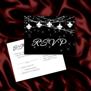 Fleur de Lis Lights   Mardi Gras Themed Response Invitation Postcard