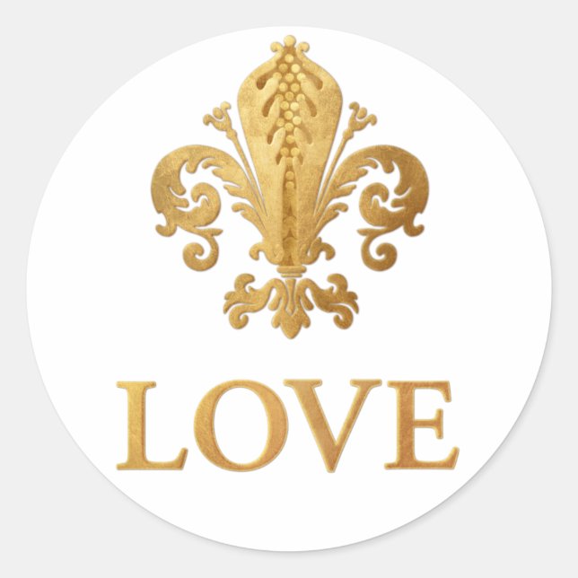 Fleur-de-lis Love Classic Round Sticker (Front)