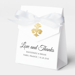Fleur de Lis Love Thanks Gold Wedding Favor Box