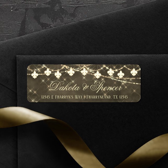 Fleur de Lis Lumières Rustiques | Boho Adresse de  (Créateur téléchargé)