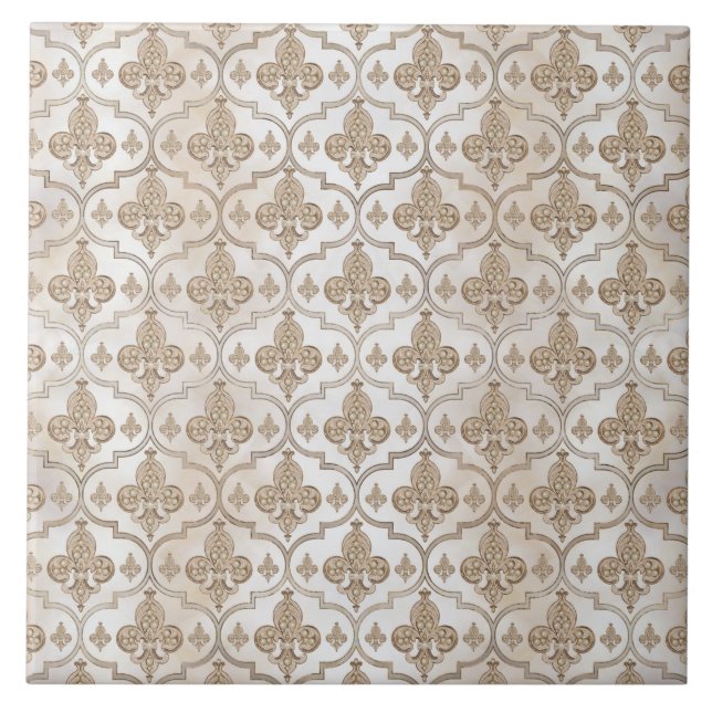 Fleur-de-lis luxury pastel pattern tile (Front)