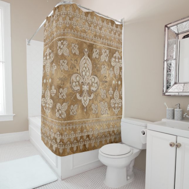 Fleur-de-lis luxury pearl and gold ornament (In Situ)