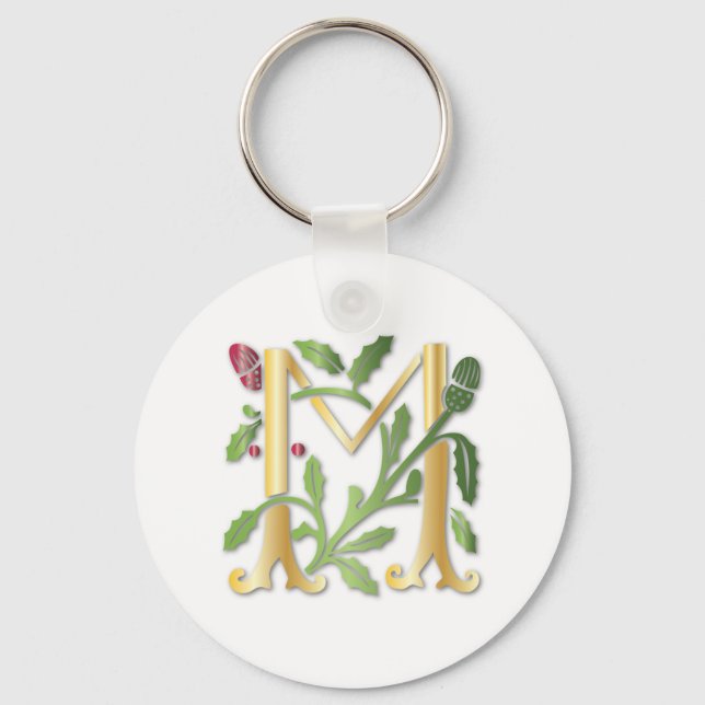 Fleur-de-lis M Monogram Keychain (Front)