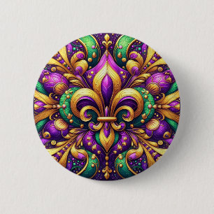 fleur de lis mardi gras 2 inch round button
