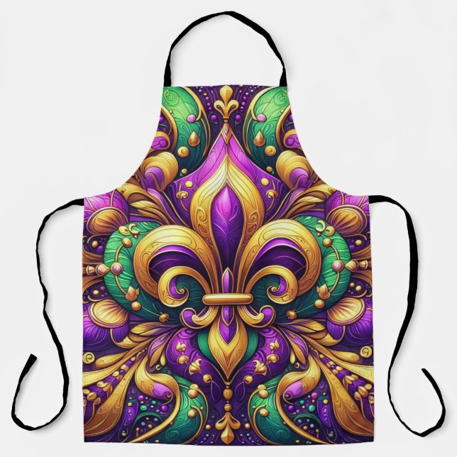 fleur de lis mardi gras apron (Front)