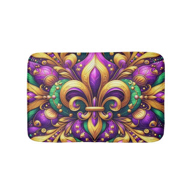 fleur de lis mardi gras bath mat (Front)