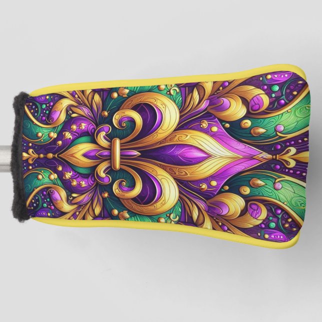 fleur de lis mardi gras golf head cover (Front)