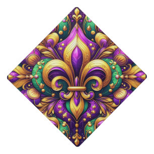 fleur de lis mardi gras graduation cap topper