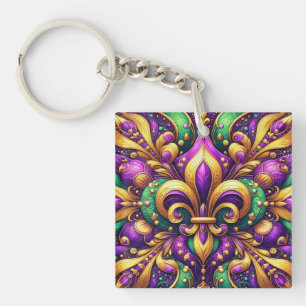 fleur de lis mardi gras keychain