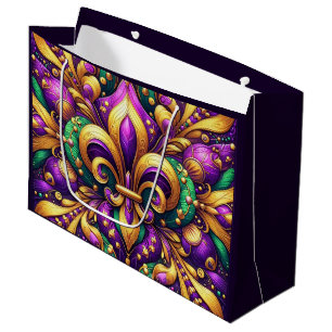 fleur de lis mardi gras large gift bag