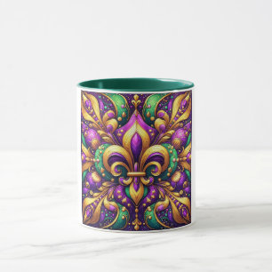 fleur de lis mardi gras mug