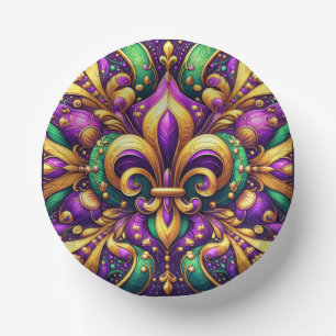 fleur de lis mardi gras paper plate