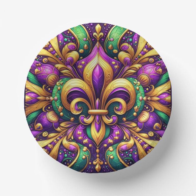 fleur de lis mardi gras paper plate (Front)