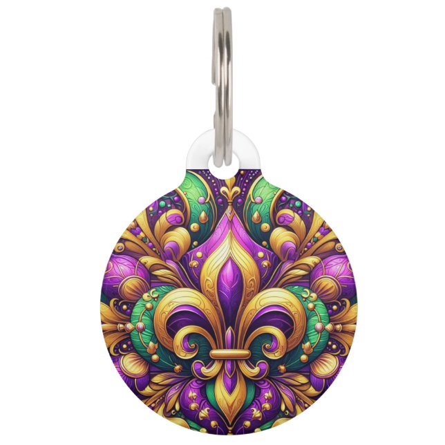 fleur de lis mardi gras pet tag (Front)