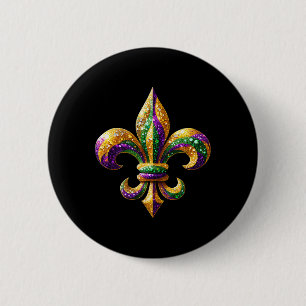 Fleur-de-lis Mardi Gras Symbol Carnival Parade Cos 2 Inch Round Button