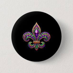 Fleur-de-lis Mardi Gras Symbol Carnival Parade Cos 2 Inch Round Button