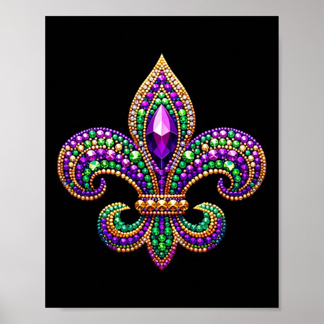 Fleur-de-lis Mardi Gras Symbol Carnival Parade Cos Poster (Front)
