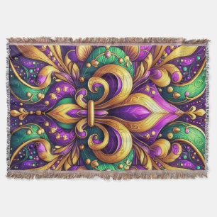 fleur de lis mardi gras throw blanket