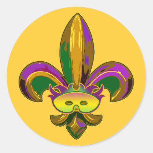 Fleur de lis Mask Classic Round Sticker