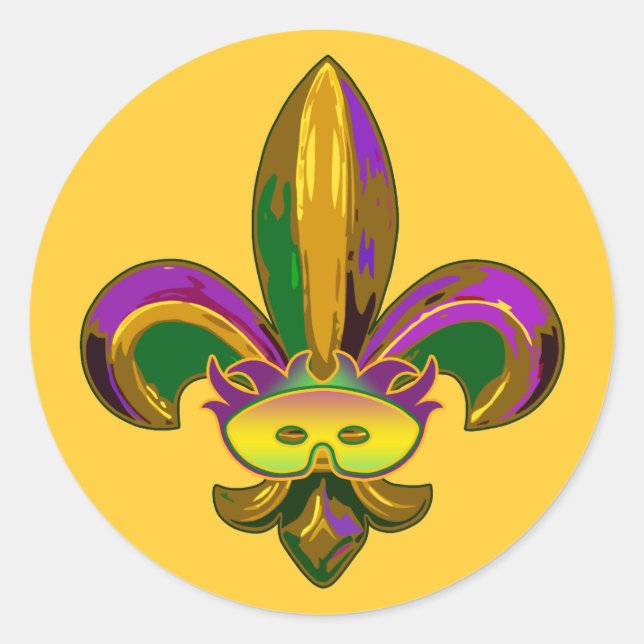 Fleur de lis Mask Classic Round Sticker (Front)