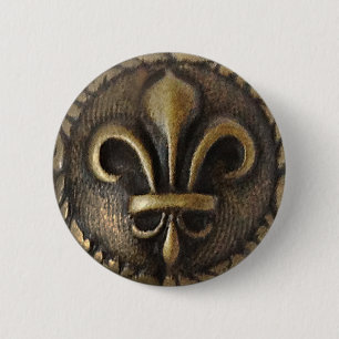 Fleur De Lis Medallion 2 Inch Round Button