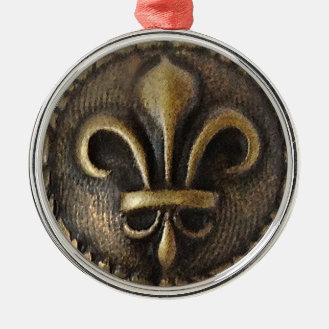 Fleur De Lis Medallion Metal Ornament (Front)